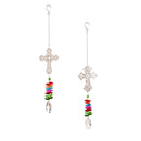 Memorial Trinket Metal and Crystal Hanging Cross, 11", Asst of 2, CDU