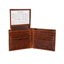 Buffalo Bills, Embossed 100% Genuine Tumbled Leather Passcase Bi-Fold Wallet, Brown