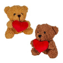 Valentine's Day Plush Toy Bean Bag Teddy Bear with Heart, 4.5", Asst of 2, CDU