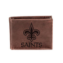 New Orleans Saints, Bi-Fold Wallet, Brown, CH, 100% Genuine Leather