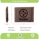 Front Pocket Wallet w/ RFID Blocking, Pittsburgh Steelers, Brown