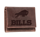 Buffalo Bills, Tri-Fold Wallet, Brown, CH, 100% Genuine Leather