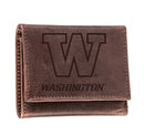 University of Washington, Tri-Fold Wallet, Brown, CH, 100% Genuine Leather