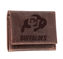 University of Colorado, Tri-Fold Wallet, Brown, CH, 100% Genuine Leather