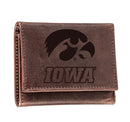 University of Iowa, Tri-Fold Wallet, Brown, CH, 100% Genuine Leather