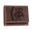 University of Wisconsin-Madison, Tri-Fold Wallet, Brown, CH, 100% Genuine Leather