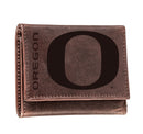 University of Oregon, Tri-Fold Wallet, Brown, CH, 100% Genuine Leather
