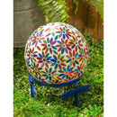 10" Mosaic Glass Gazing Ball, Multicolored Flowers,84g2481