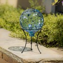 10" Art Glass Aqua Confetti Gazing Ball with Stand,84g3910