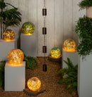 8" LED Green & Gold Crackled Decorative Ball, Asst of 2,84g4768