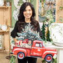 Holly Homestead LED Metal Porch Leaner, Metal, Red Truck, 21" L x 14" H