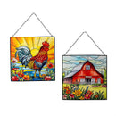 Petal & Plow Indoor Wall Decor, Farm Stained-Glass Wall Décor, 12" L x 12" H, Asst of 2