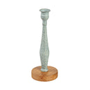 Metal Candlestick Holder with Wood Base, Set of 3
