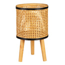 VivaStyle Planters, Wood, Woven Bamboo and Plywood Planter with Legs, Set of 2
