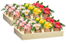 Hop Into Spring Faux Floral Table Decor Artificial Floral Potted, 4"H, Asst of 4, In Wooden Crate CD