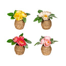 Hop Into Spring Faux Floral Table Decor Artificial Floral Potted, 4"H, Asst of 4, In Wooden Crate CD