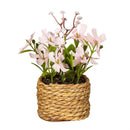 Hop Into Spring Faux Floral Table Decor Artificial Primrose Potted, 6"H, Asst of 4, In Wooden Crate