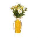 Floral Artificial in Glass Vase with Bow Table decor in CDU, 8"H