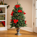 Holiday Poinsettia Tree  Artificial Pine LED in Pot, 47"H
