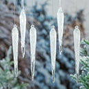 Pearl and Pine Decorative Garden Accent, Hanging Decor, Glass Icicle, 12" H, Set of 6