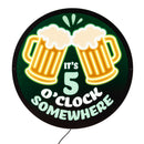 LED Wall Decor, Edgelite, Large Round, 5 O'Clock Somewhere