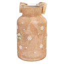 Glass Handpainted Cardinal and Branch and Pinecone LED Jar w/Burlap,8led402