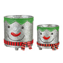 8.7" H Snowman Metal Planter, Set of 2
