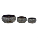 Petal & Plow Planters, Metal, Embossed Round Bowl, Nested Set of 3