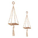 VivaStyle Plant Stand, Macrame & Wood, Hanging Plant Stand, 32" H, Set of 2