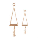 VivaStyle Plant Stand, Macrame & Wood, Hanging Plant Stand, 32" H, Set of 2