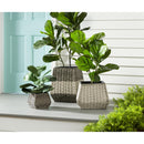 Short Resin Wicker Planter Set of 3
