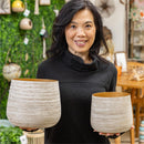 VivaStyle Planters, Metal, Natural Textured Planter, Set of 2