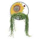 Round Metal Wall Planter with Icon, Sunflower