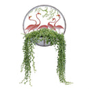 Round Metal Wall Planter with Icon, Flamingos