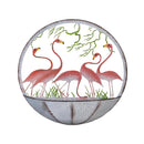 Round Metal Wall Planter with Icon, Flamingos
