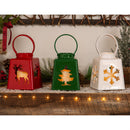 5" LED Lantern with Flickering Light Candle and Christmas Icon Cutout Table Decor, 3 Asst Designs