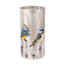 8" LED Hand Painted Lasercut Glass Table Decor with Birds on a Fence design,8tal135