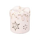 Season to Sparkle LED Table Decor Ceramic Candle with Snowflake Cut-Outs, Set of 2