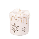 Season to Sparkle LED Table Decor Ceramic Candle with Snowflake Cut-Outs, Set of 2