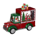 Sugar & Stripes Bright LED Table Decor Santa and Mrs. Claus in Truck Plastic Water Lantern, 9.5"L