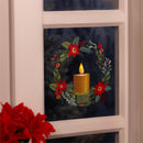 Feels Like The Holidays LED Hanging Décor Wreath with Flickering Light Window Decal, 10"H