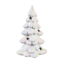 Season to Sparkle LED Table Décor Ceramic Iridescent Tree with Star Cut Outs, Set of 2