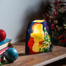 Traditional Santa LED Table Decor PVC Vase with Floating Flickering Candle, 6.5"H