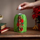 Holiday Poinsettia LED Table Decor PVC Vase with Floating Flickering Candle, 6.5"H