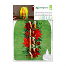 Holiday Poinsettia LED Table Decor PVC Vase with Floating Flickering Candle, 6.5"H
