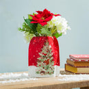 Winter Grove LED Table Decor PVC Vase with Floating Flickering Candle, 6.5"H