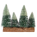 Shades of Emerald LED Table Decor Plastic and Wood Ombre Bottle Brush Trees on Log, 9"L