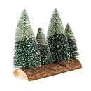 Shades of Emerald LED Table Decor Plastic and Wood Ombre Bottle Brush Trees on Log, 9"L