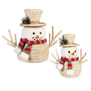 Heartfelt Cheer Table Décor Fabric and Natural Fiber Snowman, Set of 2