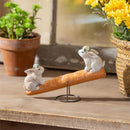 Hop Into Spring Table Decor Resin Bunnies on Carrot Seesaw, 8"L
